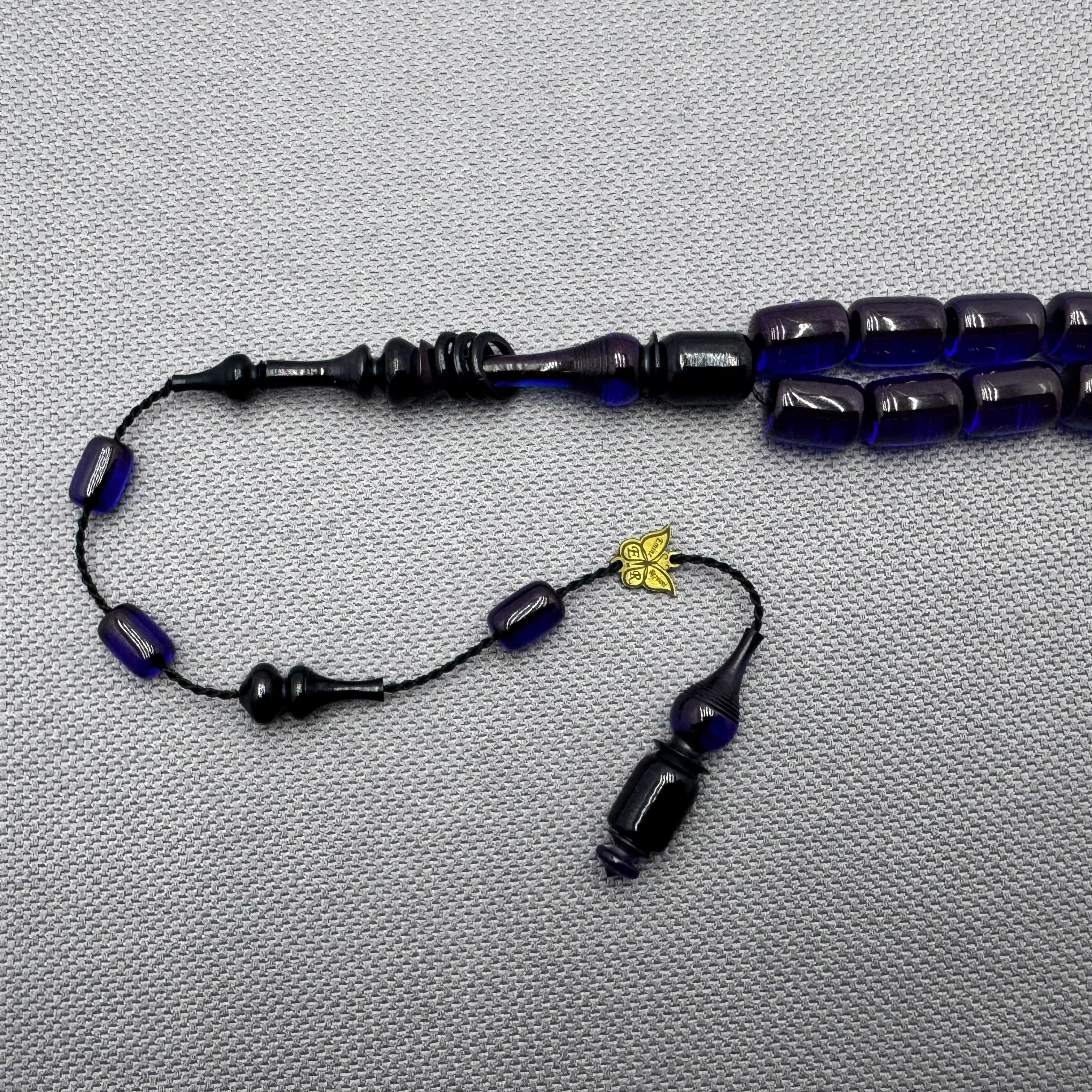 Emine REŞVANİ Usta İşçilik Lacivert Renk Ateş Kehribar Tesbih